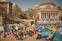A tent encampment has been set up inside the campus of Columbia University (Andres Kudacki/AP)