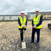 Steve Hartley, WEC Group’s Managing Director and Steve Fitzpatrick, CEO of WEC Machining breaking the ground for the new Heavy Machining Facility, on Walker Park, Blackburn.