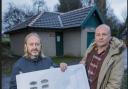 Ribble Valley Borough Council's principal surveyor Danny Green (left) and David Birtwistle, chairman of the council's economic development committee with the plans for the new Changing Places toilets on the Edisford River bank
