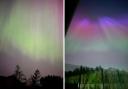 The Northern Lights captured from Blackburn, left, and Whalley