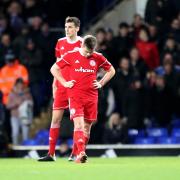 Sam Finley looks dejected after Ipswich Town score another goal in Stanley's 4-1 defeat at Portman Road Pictures: KIPAX