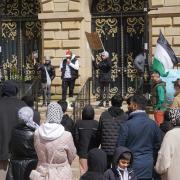 The event held on the steps of the town hall on Sunday, attracted around 100 people of all ages.