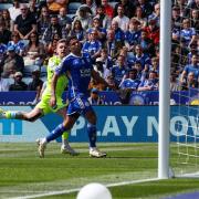 Sam Szmodics scores the opener at Leicester City.