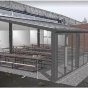 How the new canopied dining area at the Hyndburn Academy will look