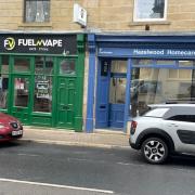 The first two shop fronts in Higher Deardengate, Haslingden, that were renovated as part of the heritage Big Lamp project. Two more are about to be started this month