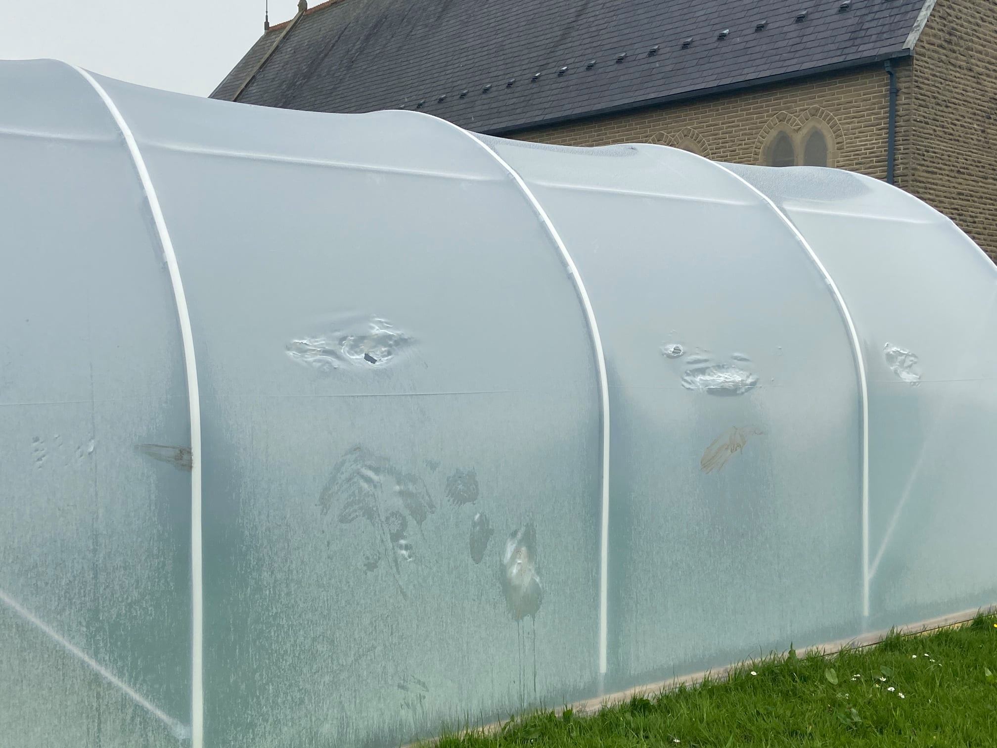 Mindless vandals have wrecked the childrens polytunnel 
