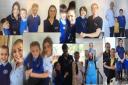 Some of the pupils at Belthorn Academy Primary School with their family members who are nurses