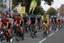 Sir Bradley Wiggins, pictured centre in Sky jersey, during The Tour of Britain