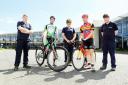VISIT: Two of East Lancashire’s top cyclists, Ian Wilkinson and Paul Oldham, dropped in to chat to apprentices from Fort Vale