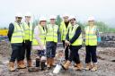 Jade Doherty 02-06-15..Photocall for  the start of building the new Eachsteps on Infirmary Rd in Blackburn.L-R are Cllr Mustafa Desai-Executive Member for Health and Adult Social Care Blackburn with Darwen Council, Neil Matthewman-Chief executive of