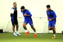 WORKING HARD: Blackburn Rovers boss Owen Coyle puts Rovers players through their paces
