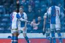 Blackburn Rovers' Sam Gallagher celebrates scoring his sides first goal with teammate Liam Feeney