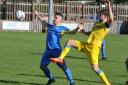 Match action from Barnoldswick Town’s 2-1 weekend win over Ashton Pictures: TIM BRADLEY