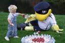 Cole Jeffrey with the Preston North End Deepdale Duck at the launch of the race at Gulliver’s
