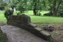 GONE: Oak Hill Park in Accrington is the latest scene of crime after slabs were pulled from this wall