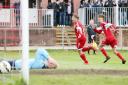 LATE DRAMA: AFC Darwen’s Ryan Steele seals his hat-trick in the final minute of the 3-2 weekend win over Eccleshall