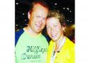 SUPER HEROES: Jane Tomlinson with her husband Mike after she completed the London Triathlon back in 2004