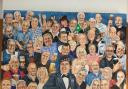 Local artists Christine Westcott's incredible painting of the community the Hare and Hounds serves.