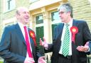 VISIT: John Healey is shown the area by Gordon Prentice.