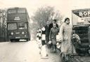 Ribble passengers having to get off the bus to cross the railway bridge at Cherry Tree 1967