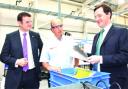 VISIT: Conservative candidate Andrew Stephenson, Bob Brownridge and George Osbourne during the visit to Weston Electrical, Foulridge