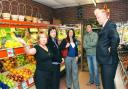 WALKABOUT: Shadow Home Secretary Chris Grayling with Karen Buckley (centre), Conservative candidate for Hyndburn, chatting to shop owners, from left, Brenda Bottomley, Carol Monteverde and Rob Morris