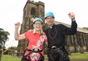 Rev Hannah Boyd and the Bishop of Burnley The Right Rev Philip North after their descent down the tower