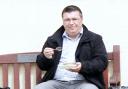 PIES ARE US: Matt Donlan munches on top notch pie and peas at Enfield on Sunday