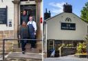 The White Swan at Fence. Owners, Tom Parker (left) and Gareth Ostick (right) with Laura Ostick