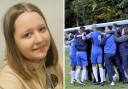 Left: Alyssa Morris, who was found dead in Clitheroe. Right: Clitheroe FC celebrating