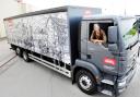 LOOKING BACK  Thwaites’ chairman Ann Yerburgh hops on board one of the new lorries