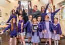 St Mary’s RC Primary School celebrate winning  a Music Mark from Lancashire Music Service
