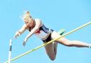 HIGH RISER Harriers’ teen Holly Bleasdale clearing the pole vault