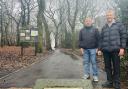 Cllr Steven Smithson (left) with Mark Pickup at Cutwood Park in Rishton