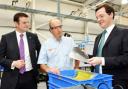 VIP GUEST Flashback to when future Chancellor George Osborne visited Weston during the general election campaign in April 2010. He is seen with Andrew Stephenson, then Conservative candidate for Pendle, and Bob Brownridge, then MD.