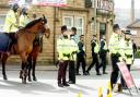 Police near Turf Moor on the last derby day