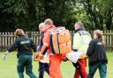 The woman is taken to the air ambulance