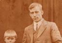 Tom Harwood, aged about five with his father John Albert. Pictured in 1915 just before he went off to fight in the Great War.