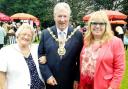Blackburn Mayor Alan Cottam and Mayoress Agnes Cottam, left,  with fundraiser Denis Gee