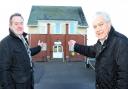 COMPLETED: Brian Cooper, left, of Brian Cooper Builders Ltd, and John Fryer, chairman of trustees, view the new roof