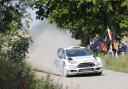 POLISH MISERY: Elfyn Evans and co-driver Daniel Barritt in action at the Rally Poland, but the event ended in retirement
