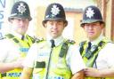 BRAVERY: PS Alan Clayton, with PC Leo Noctor (left) and PC MIke Smith