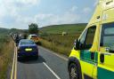 Emergency services including the air ambulance attend the accident near Belmont on Rivington Road