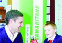David is interviewed by 12-year-old pupil and Rovers fan Conrad Yates,