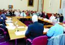 IN FAVOUR: Blackburn with Darwen's executive committee discuss the Building Schools for the Future plan last night