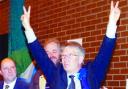 John Hill celebrates re-election last night