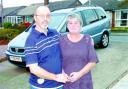 NO HARD FEELINGS: Malcolm Gerrard and wife Avril who he reversed into while chasing a gang of youths