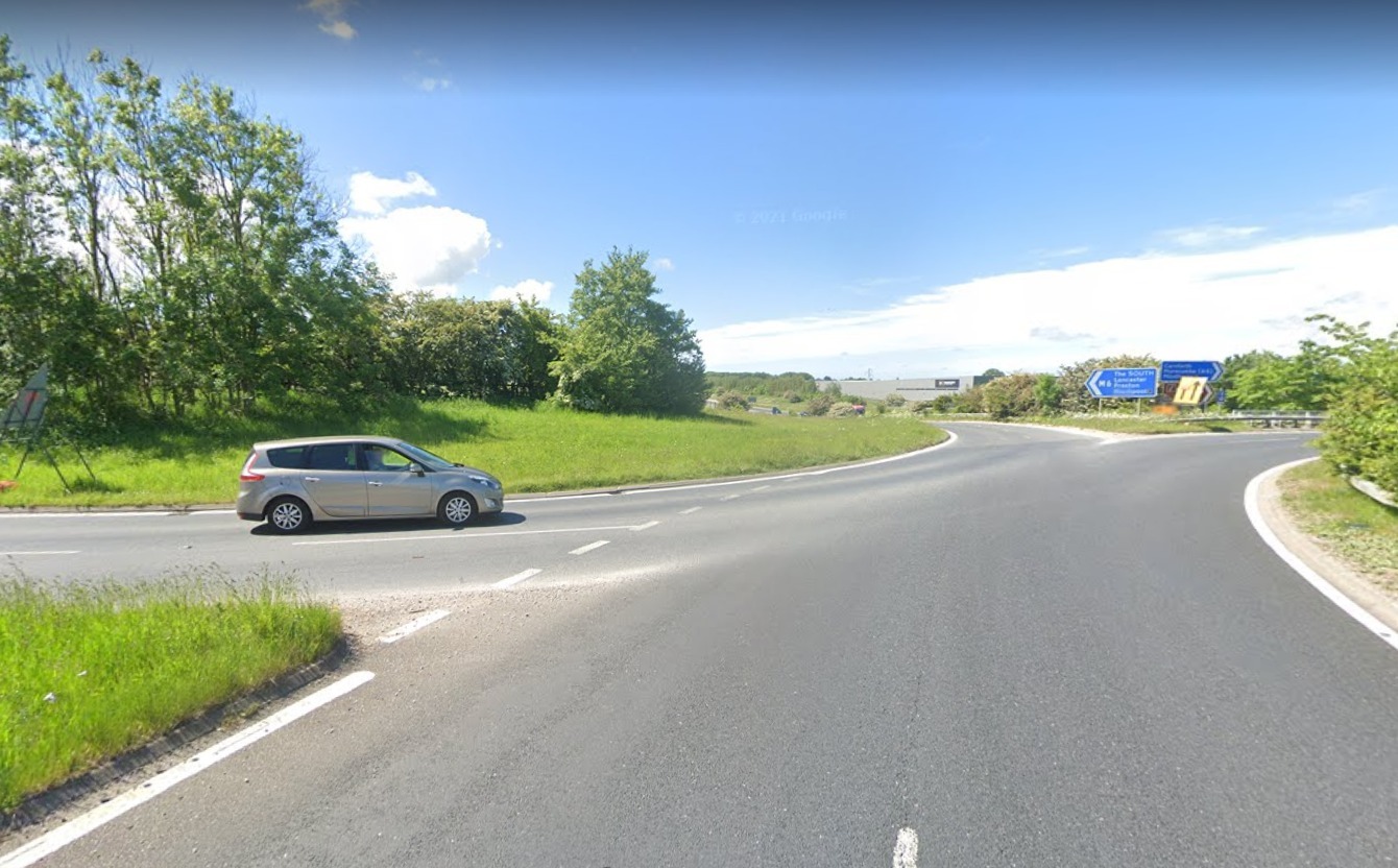 Roundabout with the B6601 emerging from the left (image: Google)