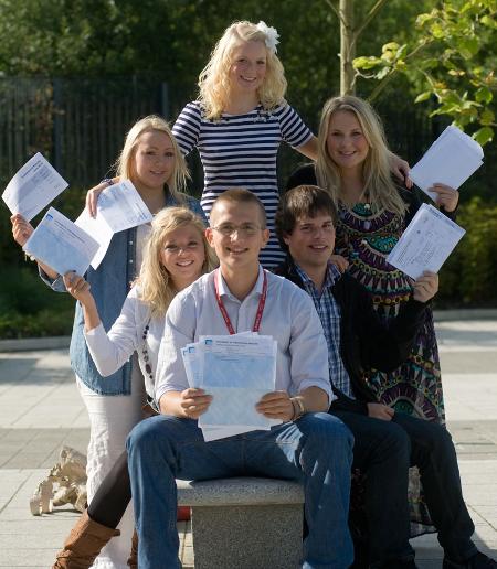 Pupils at Burnley College show off their A Level results