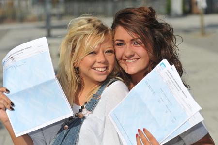 Pupils at Burnley College show off their A Level results